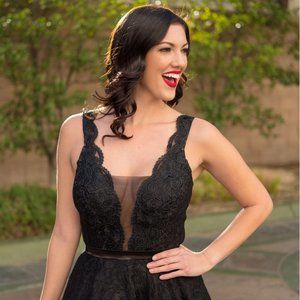 Estella Black Retro Fit & Flare Dress Black Lace